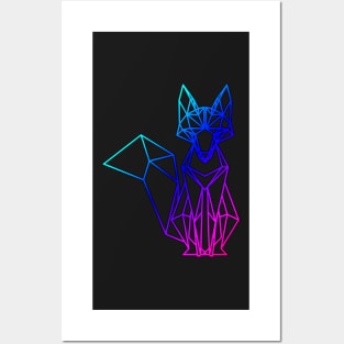 Geometric Rainbow Fox Design Posters and Art